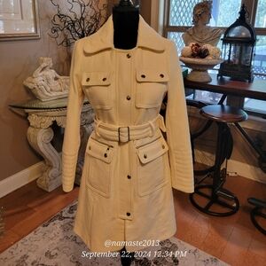 Bebe Wool Blend Coat Peacoat Ribbing on Sleeves and Collar Designer Lined #65